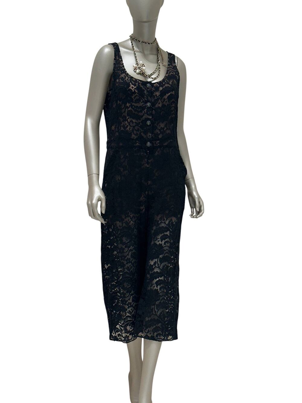 Chanel Black Lace Evening Jumpsuit - Size 44